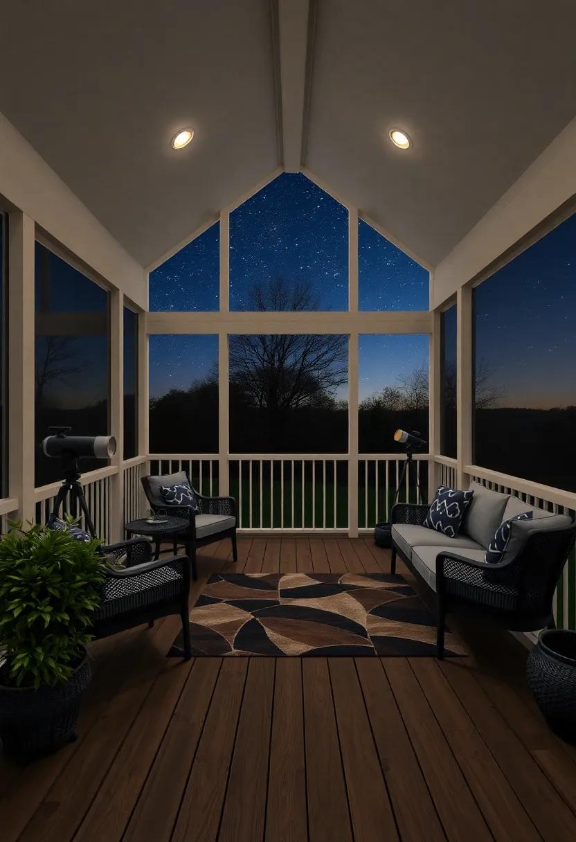 Astronomy ⁣Observation Deck: Equip your porch with‌ telescopes and comfortable seating for stargazing on​ clear nights, making it an​ astronomical hotspot