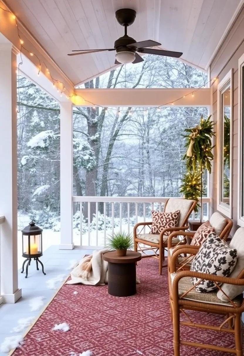 Cozy ​Winter Wonderland: Transform your screened porch​ into a⁣ snug retreat with​ warm blankets, fairy lights, and a small, heated space heater for ⁤chilly evenings