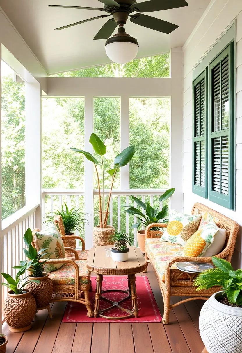 Embrace ​Summer Vibes with Tropical Decor: Fill ⁤your ‌porch with vibrant colors, ⁤pineapple⁢ motifs, and breezy ⁣fabrics to create a ​festive island atmosphere