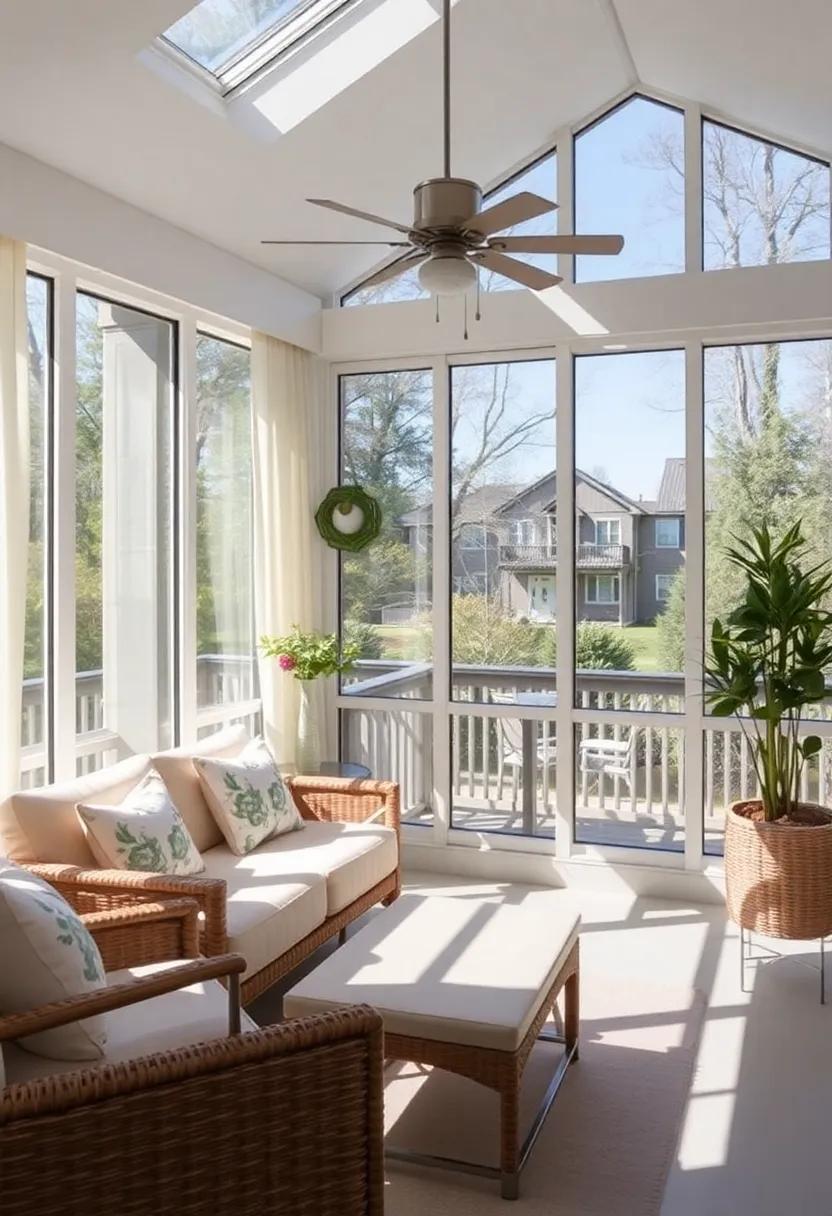 Sun-Drenched Sunroom: Maximize sunlight⁢ with light curtains, mirrors, and⁤ glass​ accents, ‍inviting warmth and brightness throughout the year