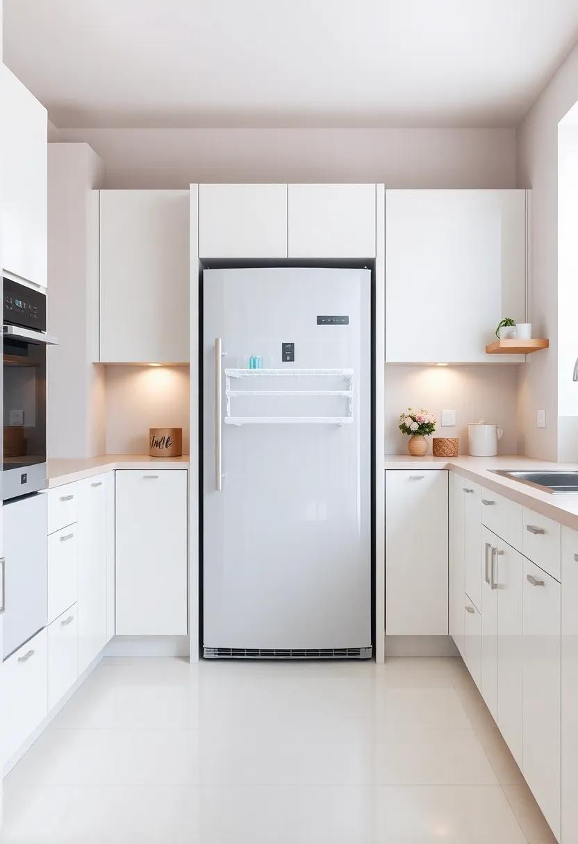 Conceal the‍ fridge behind cabinet doors for a seamless look⁢ that maintains an airy atmosphere