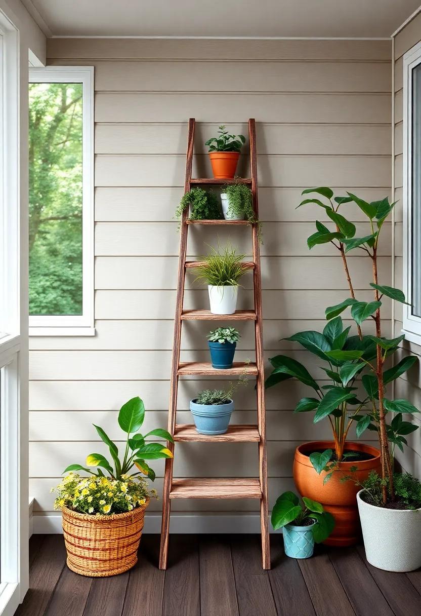 Ladder Plant Stand: Repurpose⁣ an old ‌ladder‌ as a charming ⁤plant stand. ⁣Lean it against the wall to display your ⁣plants⁤ and create unique levels ‌for ‍visual interest