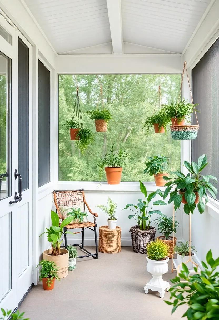 Create a Plant Nook: ⁢Transform one corner of your screened porch‍ into a dedicated plant nook with hanging pots and shelves to showcase​ your favorite greenery