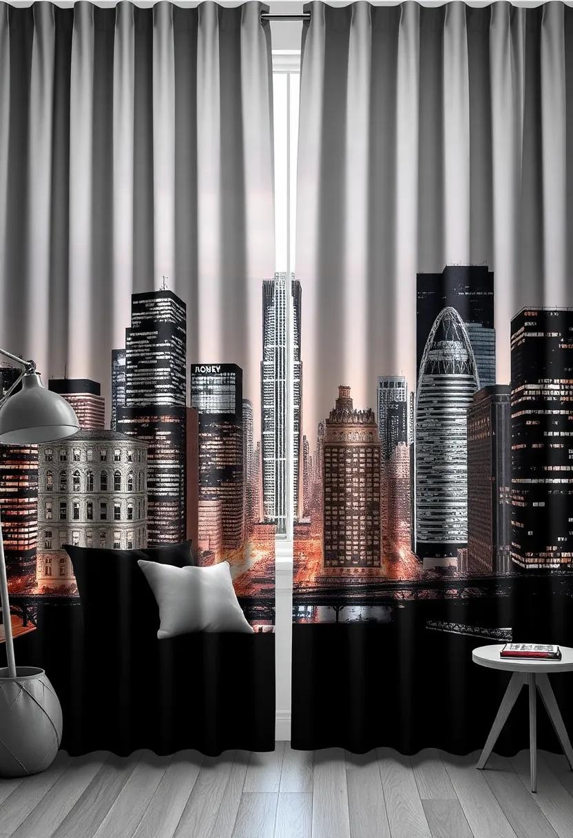 Cityscape⁢ Prints: Curtains ⁣featuring stunning city skyline prints that resonate with urban living⁣ and give your⁤ room⁣ a distinct character