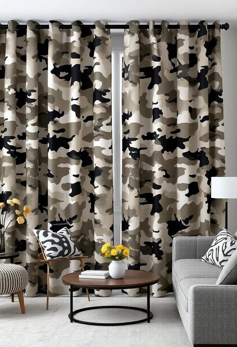 Urban Camo: Modern camouflage prints that blend city vibes ‌with a hint of playfulness, perfect for a young, eclectic living room