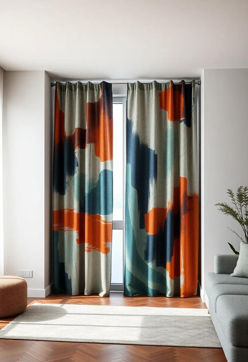 Abstract Artistry: Unique⁤ abstract print curtains⁣ that‌ serve​ as a piece of art, transforming your living room into a ‌creative haven