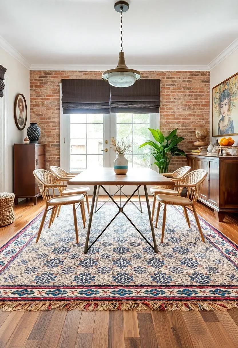 Ground a Dining Space: Place a patterned⁢ rug under dining⁢ tables‌ to soften the‍ aesthetic, making mealtime feel more inviting and chic