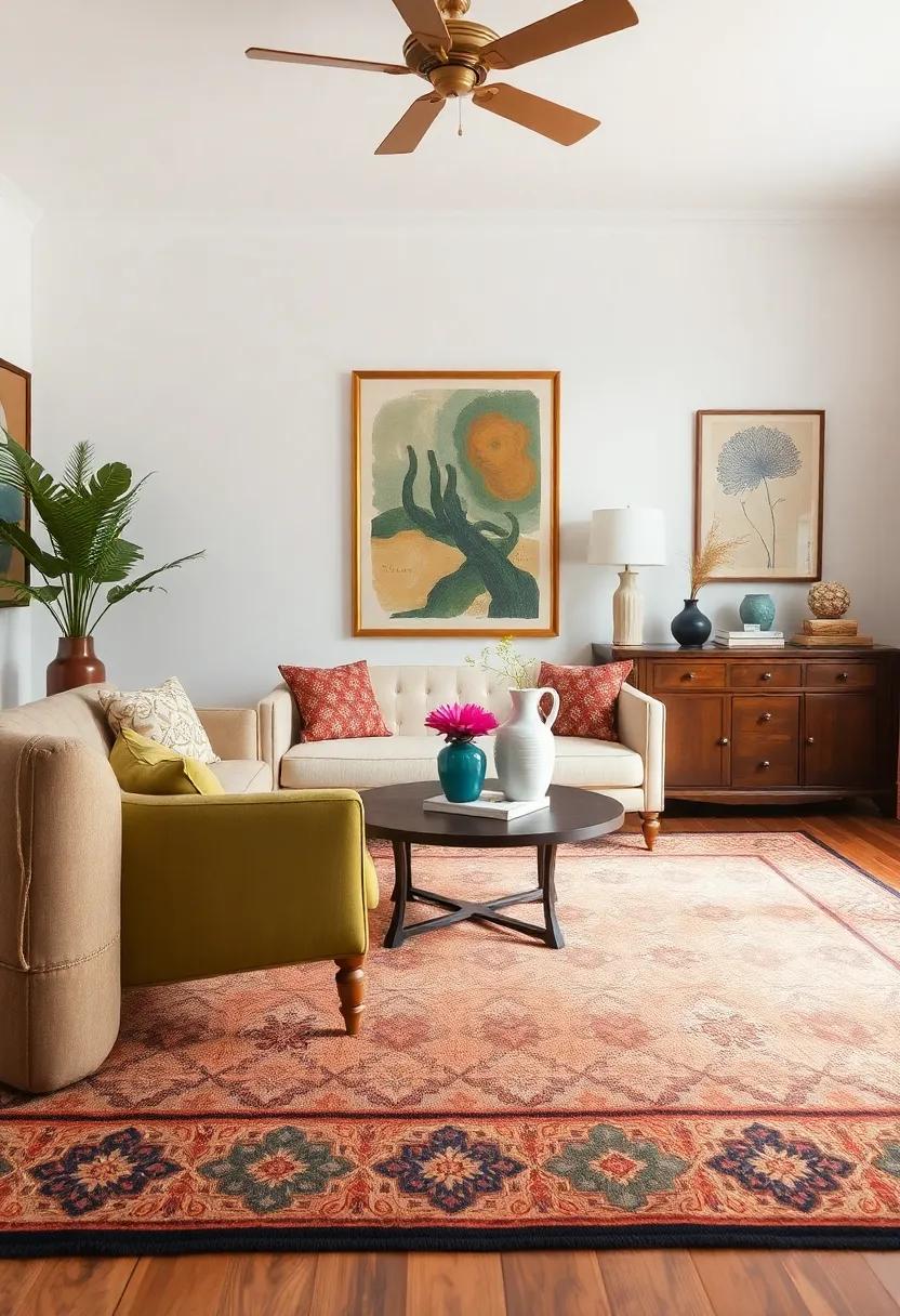 Use Vintage Accents:‌ Incorporate ‍vintage​ accessories such as‌ vases and‌ artwork to complement patterned rugs, ​ensuring‍ each piece enhances your curated‍ look