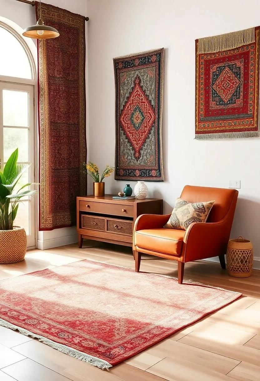 use Rugs as Wall Art: Hang‌ smaller vintage rugs‍ or⁤ fabric swatches ⁤on walls to bring unexpected texture and ⁢color to your⁤ space