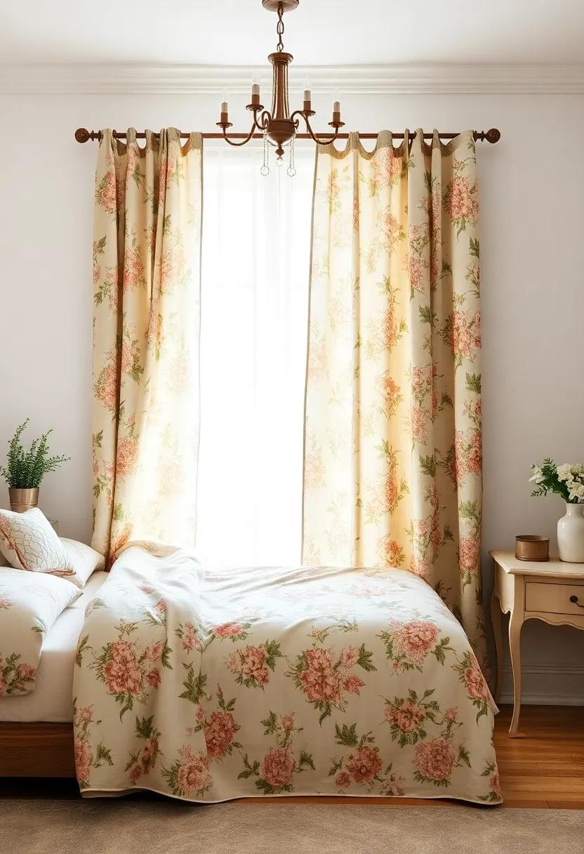 Choose Timeless Window Treatments: Select flowy curtains with floral designs or lace to soften the light and enhance the vintage feel of your space