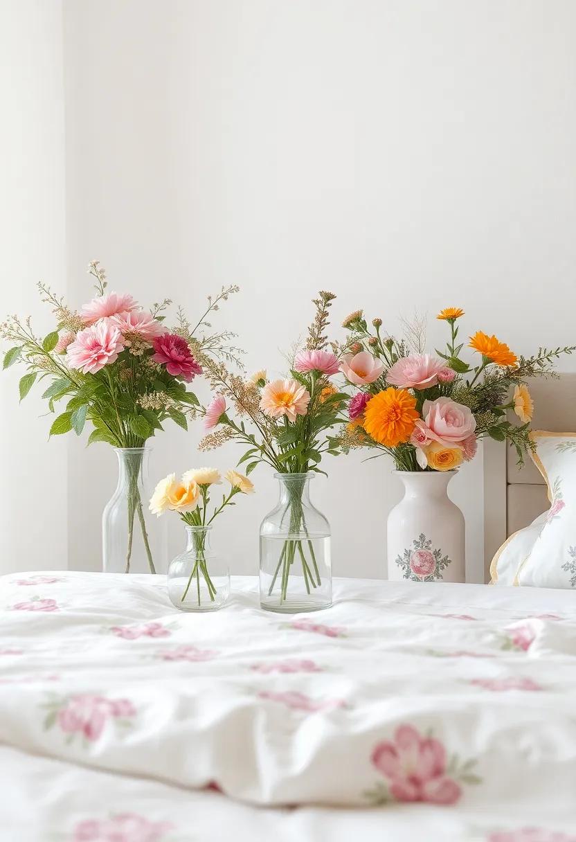 Display fresh Flowers: Regularly place fresh or dried flowers in vintage vases around the room to keep the floral theme alive and dynamic