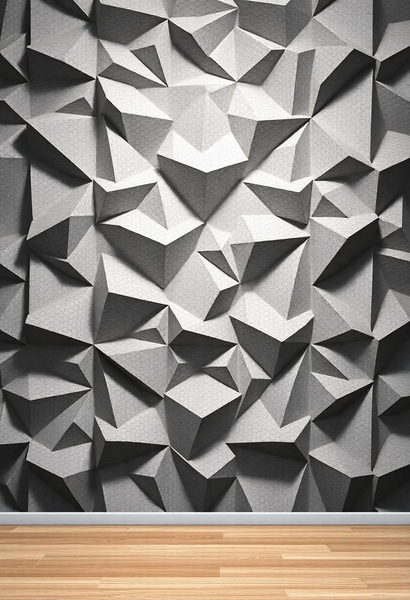 Textured Geometric Patterns: Create dimension with three-dimensional geometric designs that catch⁢ the light and⁢ eye