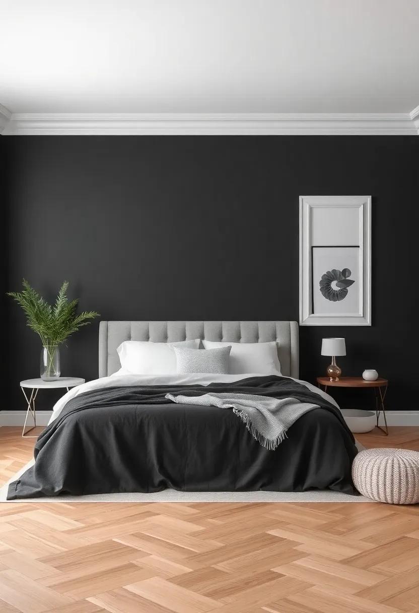 Charcoal with White Trim: A ‍dramatic charcoal backdrop paired with bright white trim creates ​a cozy yet striking visual⁣ impact