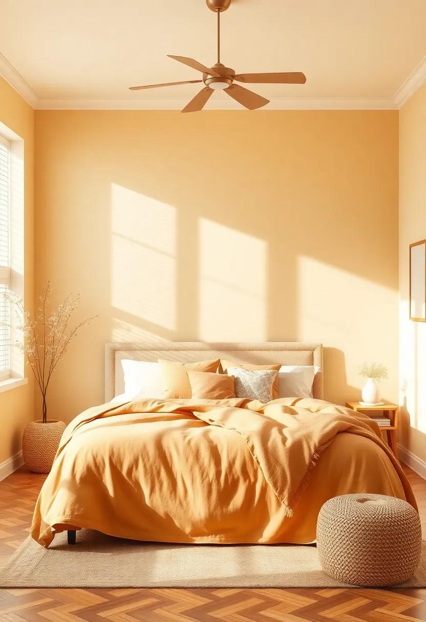 Honey Maple: A warm, honey-toned paint can give your ‌bedroom a cozy, uplifting glow, perfect for brightening your retreat