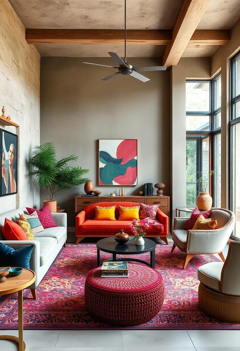 25 Inspiring Ways to Elevate Your Eclectic Living Room with Vibrant Textiles