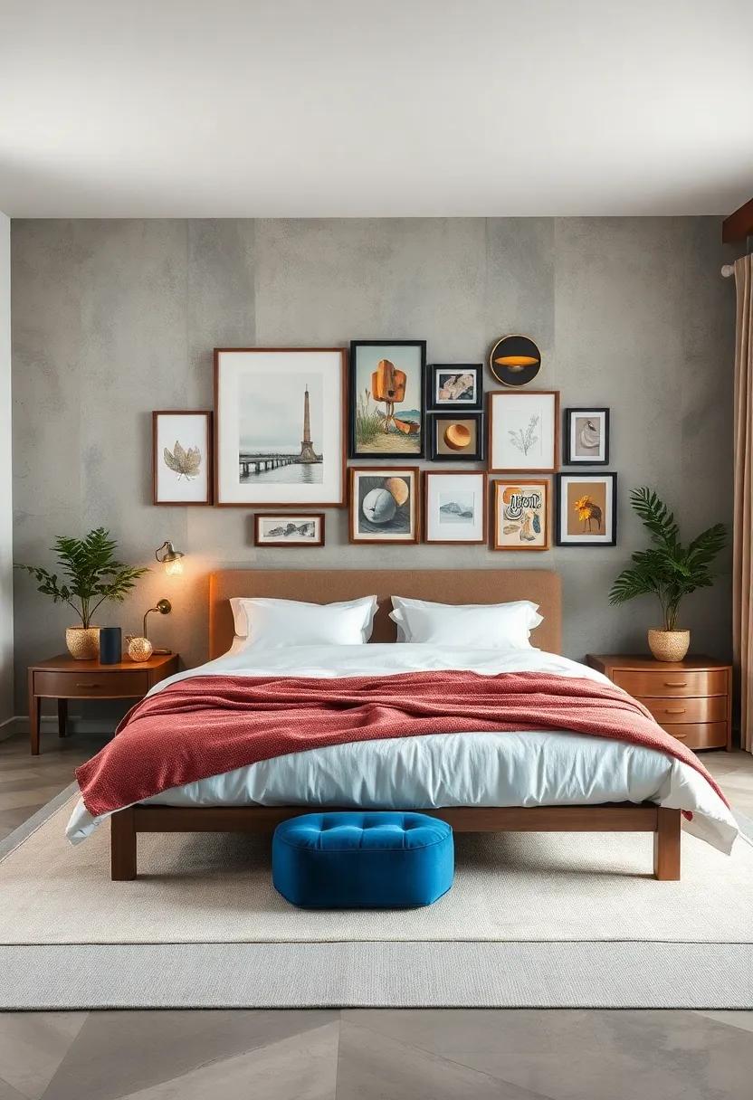 Eclectic Gallery Wall: Surround your bed with‌ a collection of framed art or photos that tell ​your story and personalize your space