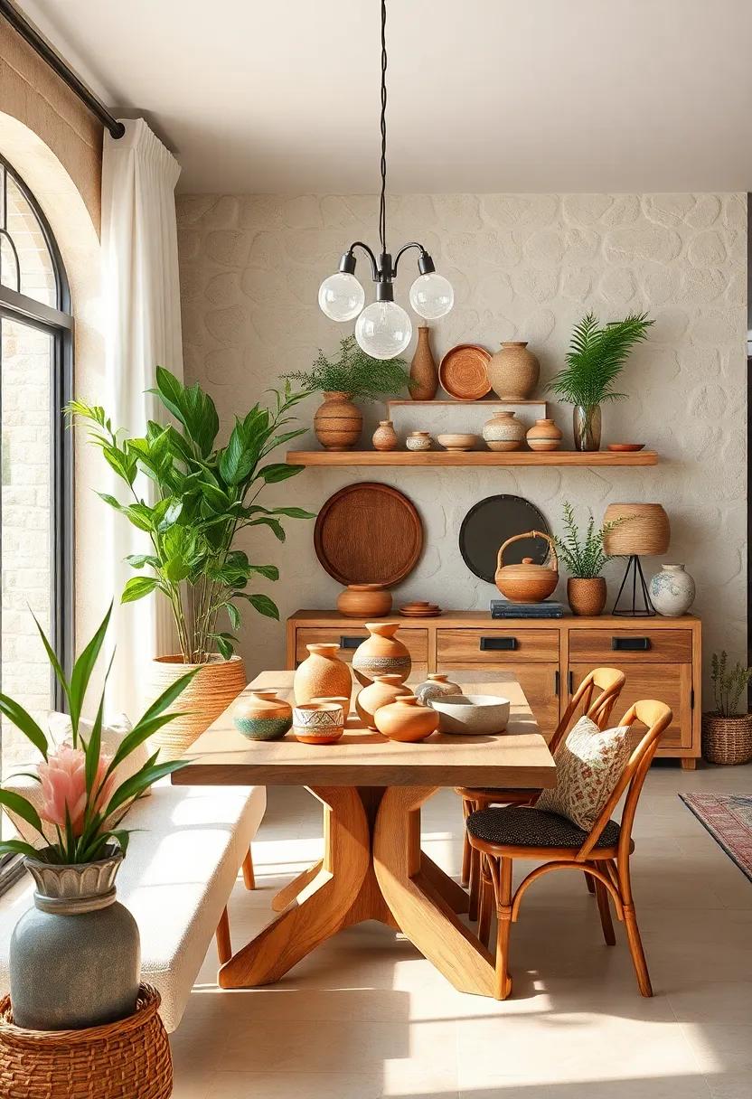 Display Handmade‌ Pottery: Showcase artisan-made pottery on your dining table or shelves to add character and authenticity