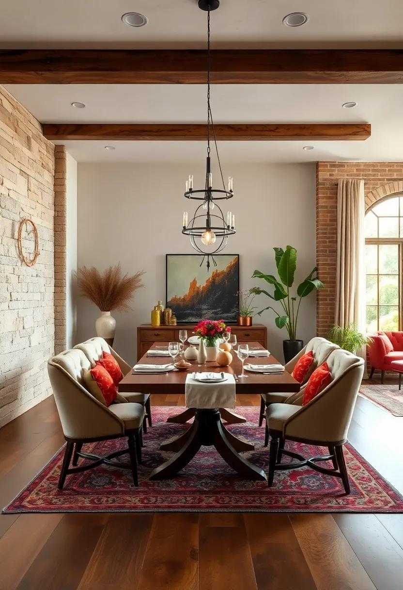 Include⁣ Textured Walls: Consider ⁤wood⁤ paneling, exposed brick, or‌ textured⁤ paint⁢ to give your dining ‌room a cozy, bohemian feel