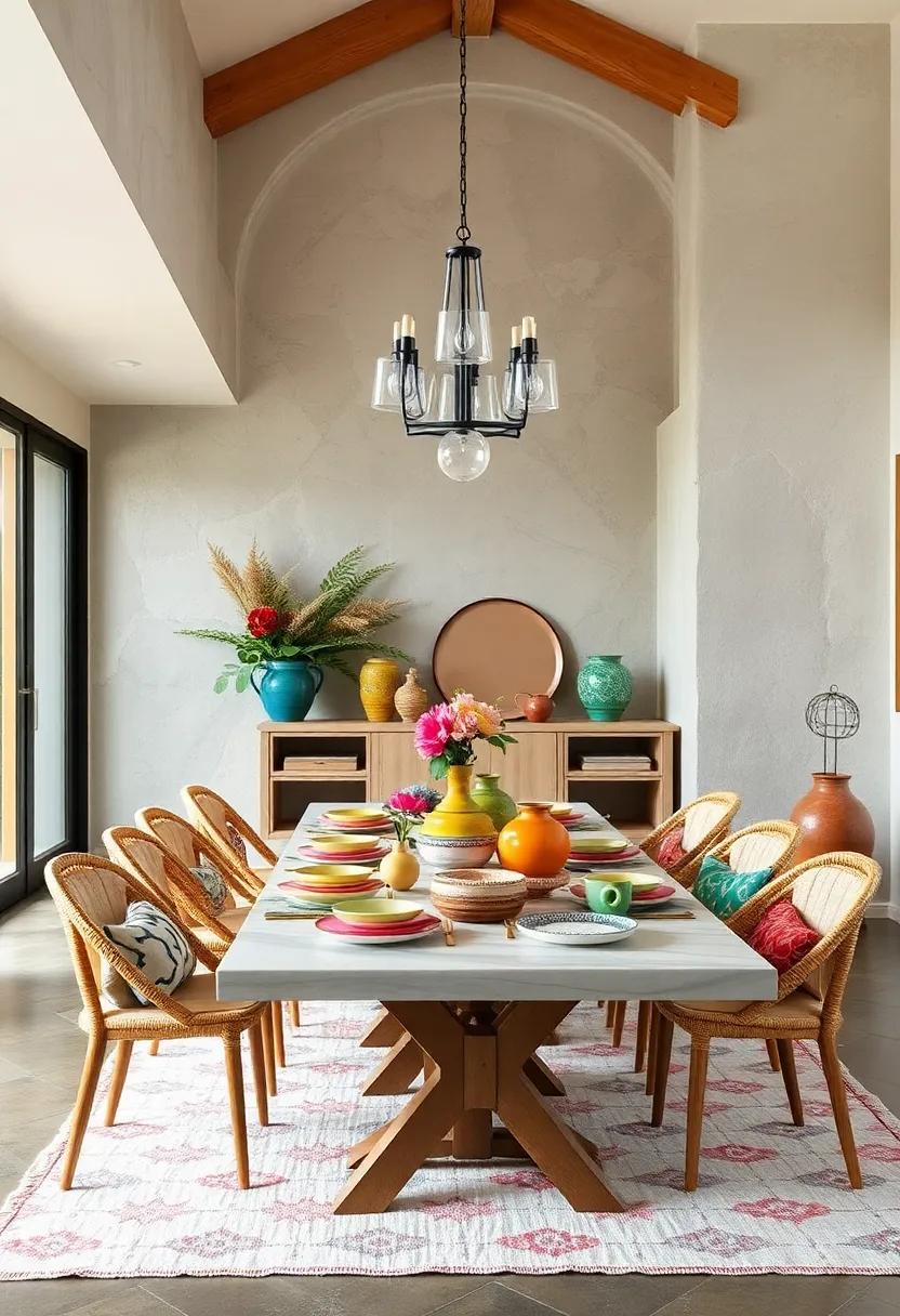 Use Colorful Ceramics: Choose eclectic ⁤dinnerware⁢ and serving dishes in vibrant colors and unique shapes⁣ to spark joy at every ​meal