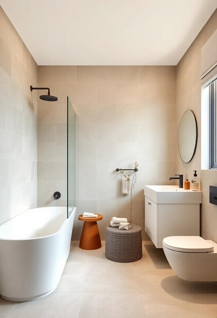 Harmonious Shower Tiles: Choose large-format tiles⁤ in warm beige⁤ or soft gray ⁢for⁣ a seamless look that promotes ⁣tranquility and simplicity