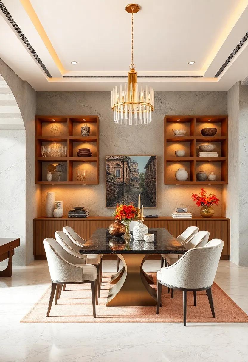Open shelving ‍displaying⁢ fine crystal and handcrafted pottery showcases attention ​to detail while inviting a sense of intimacy to the setting
