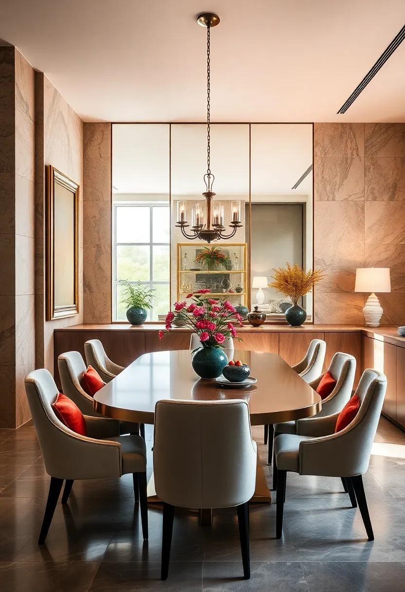 Statement pieces, such as oversized ‍mirrors, amplify light and space, adding a glamorous touch ⁣that enhances‍ the overall dining experience