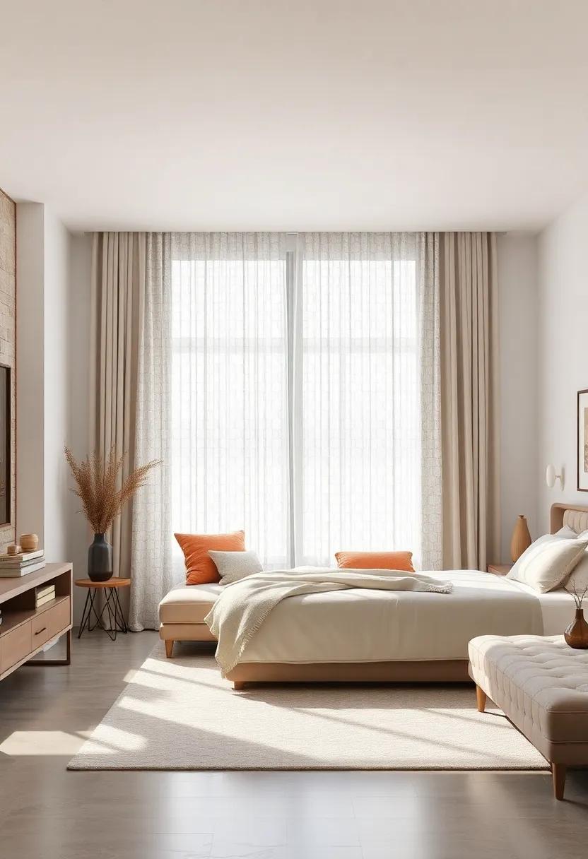 Minimalistic Patterned Sheers: ⁣Finish off your look with minimalistic patterned sheers that spotlight refinement without overpowering your decor