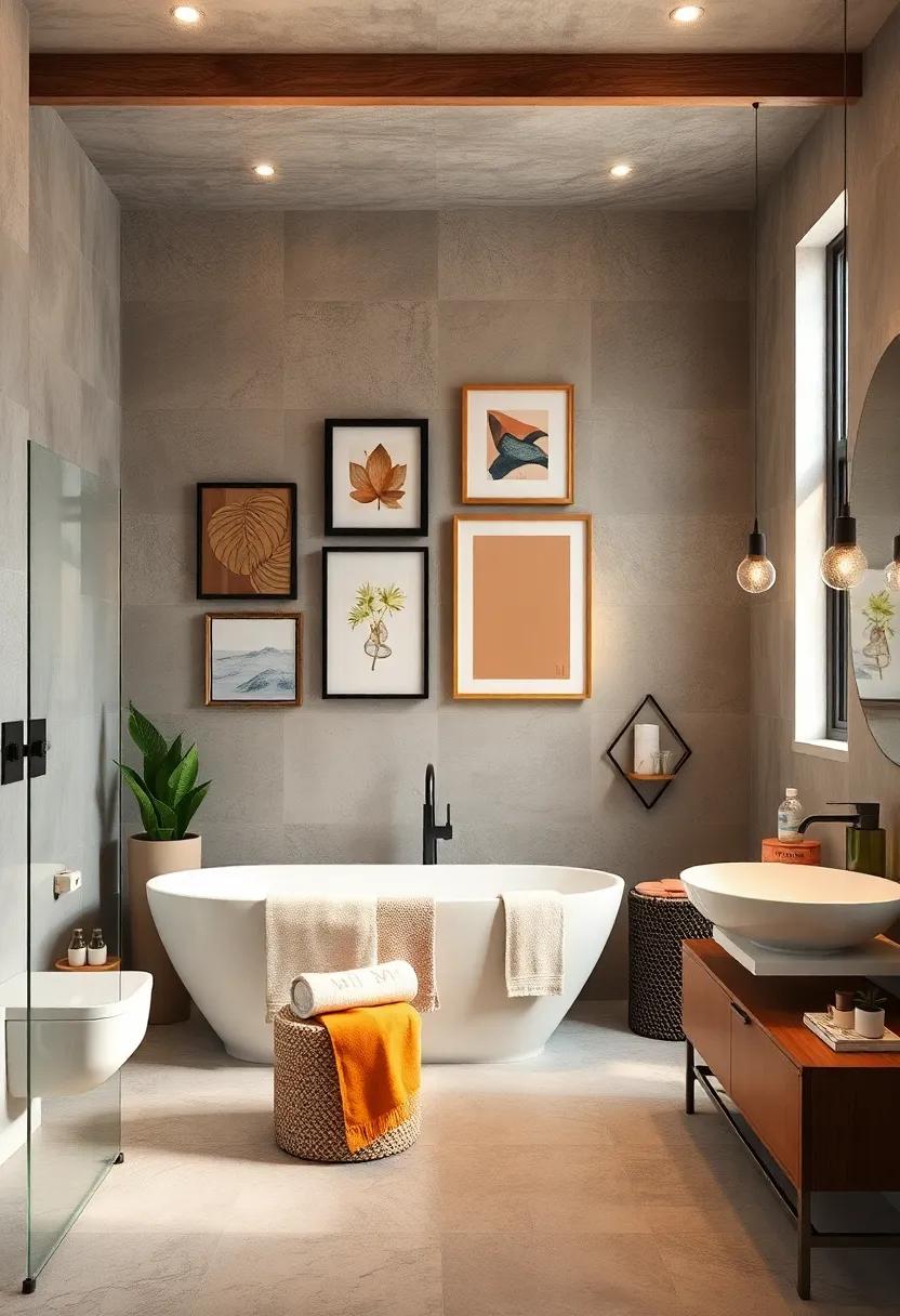 Eclectic Artwork: Hang a mix of‍ framed prints, paintings, and wall sculptures to ⁢infuse personality​ and creativity into your bathroom