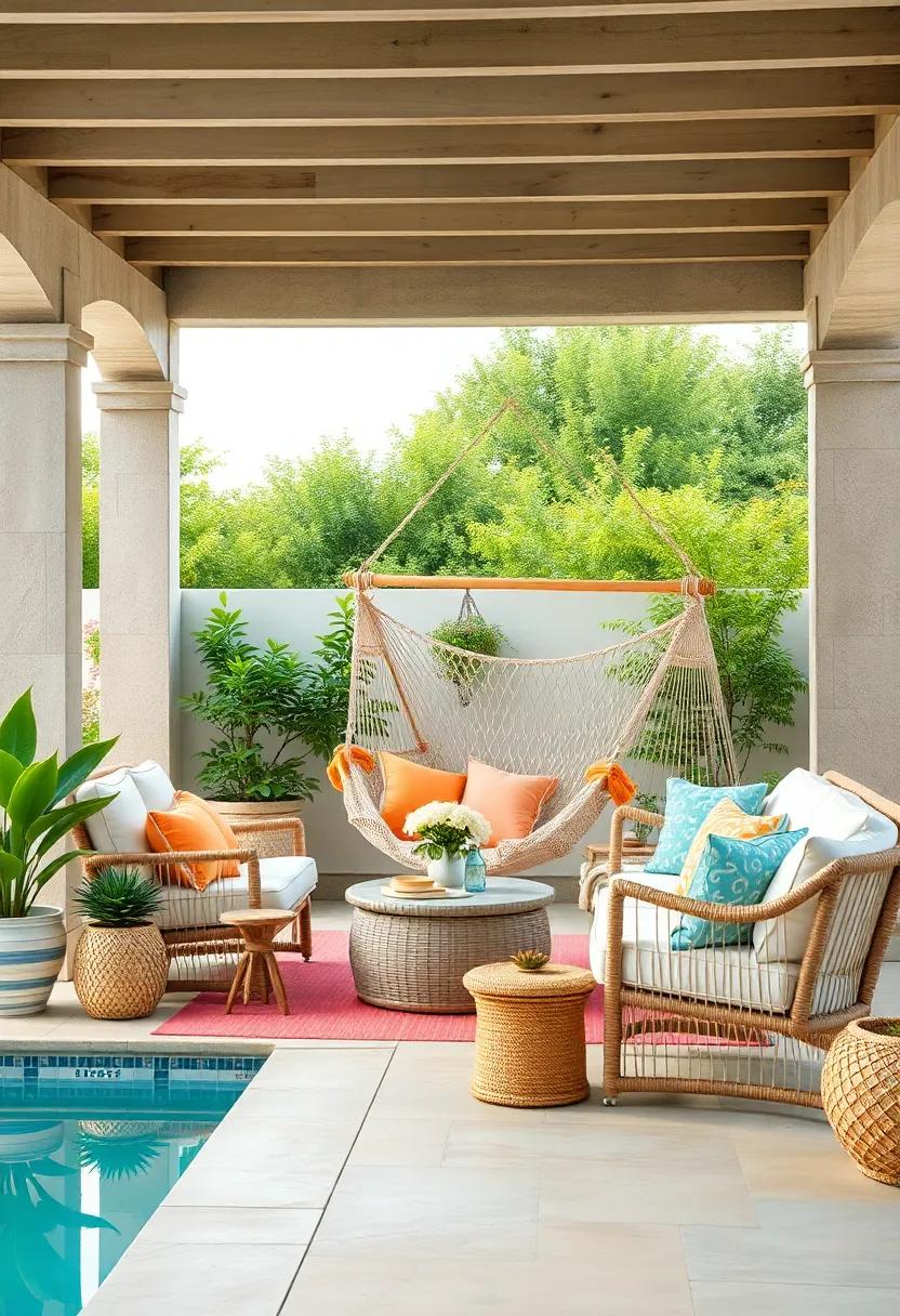 Beachy ⁢Elegance:⁤ Soften your outdoor ⁣space with light ‌pastel hues in a ⁤patio​ set, embraced by a dreamy hammock for ⁣lazy summer afternoons by the pool