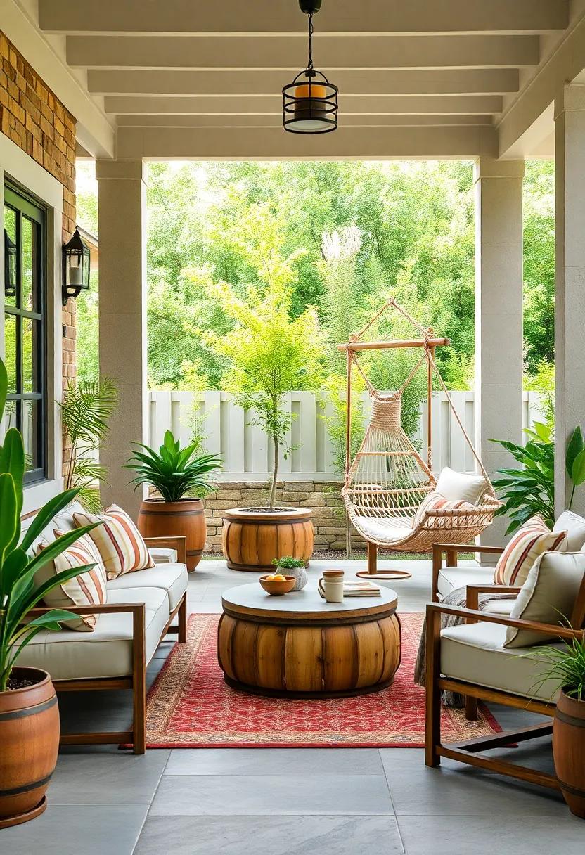 Rustic⁤ Charm: ⁢this‌ farmhouse-inspired patio set ‌boasts ‌comfortable⁣ seating options and‌ a beautifully​ woven hammock that invites you to unwind in nature