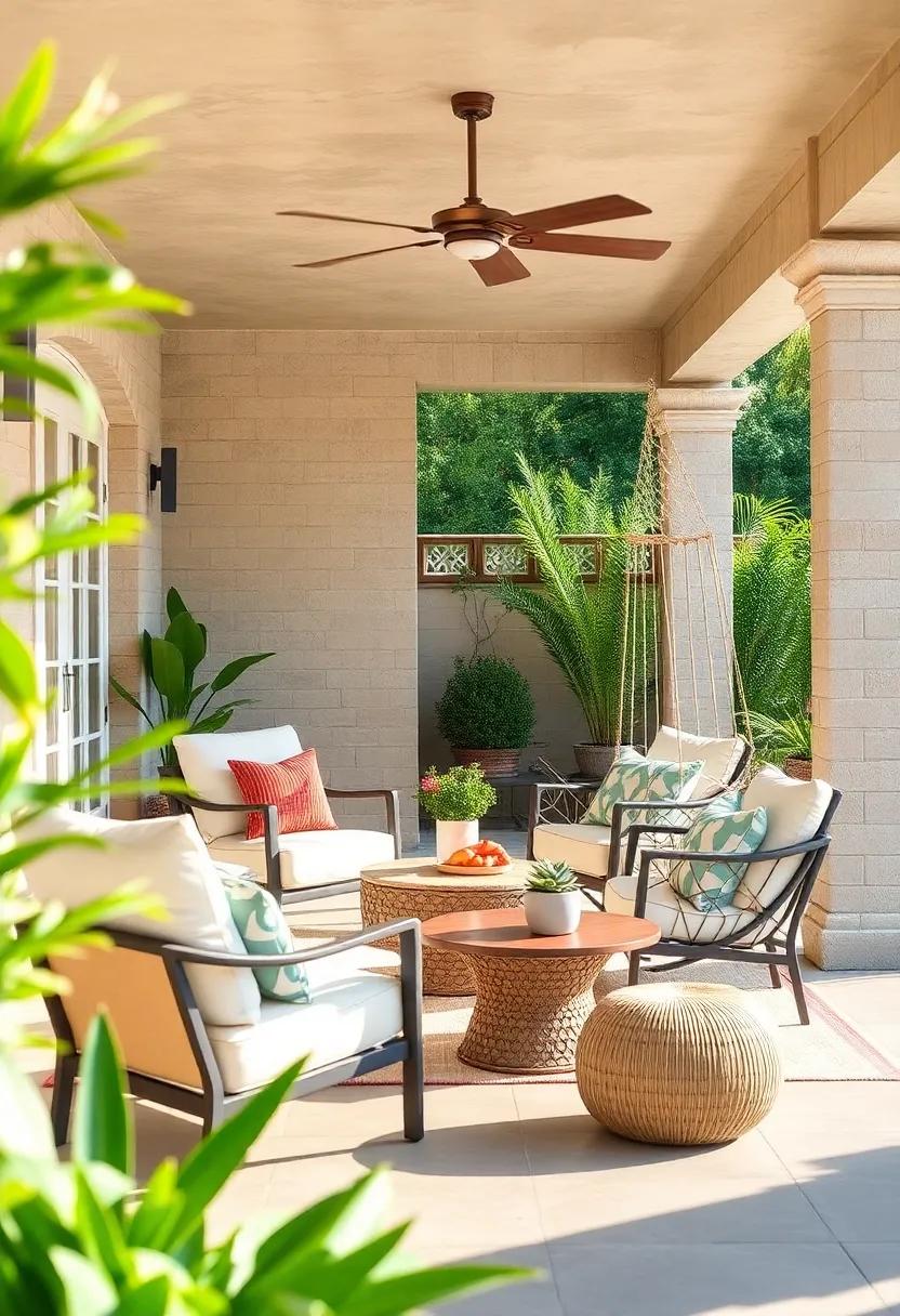 Sun-Kissed Sanctuary: Enjoy⁢ a ‌sun-drenched patio set that features wide, comfortable chairs and​ a hanging ⁤hammock perfect for afternoon soaking in the warmth