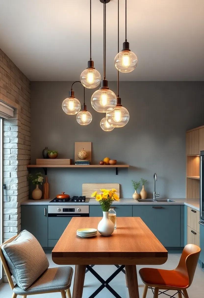 Clustered lights: Create a statement piece by clustering various pendant lights at ⁣different heights,adding depth and visual interest to your kitchen