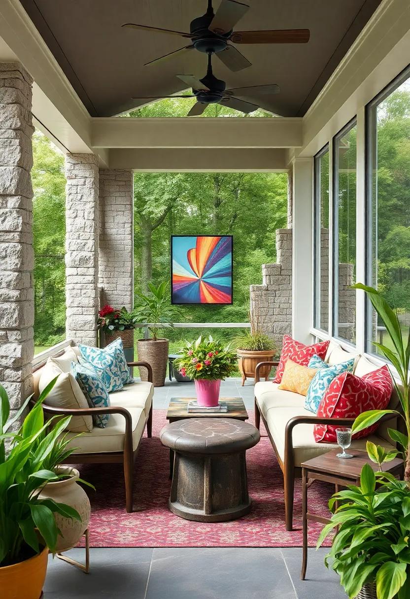 Artistic ⁤Expression: Unique,‍ handcrafted cushions and artful decor ​pieces turn your screened ‌porch into a vibrant gallery, inspiring creativity and ‌relaxation