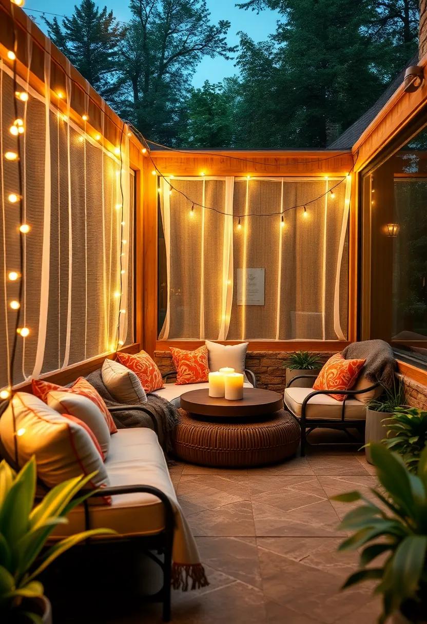 Charming Romantic Spot: Soft,cushiony seating adorned with fairy‌ lights creates an enchanting⁢ atmosphere for‌ stargazing and intimate conversations