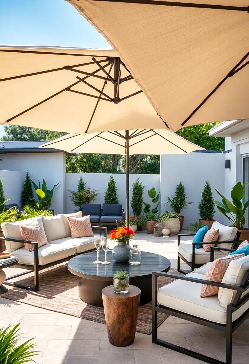 Statement Umbrellas:⁢ Choose large, functional umbrellas with sleek⁤ lines that not only ⁤provide shade but also enhance the aesthetic appeal of your patio